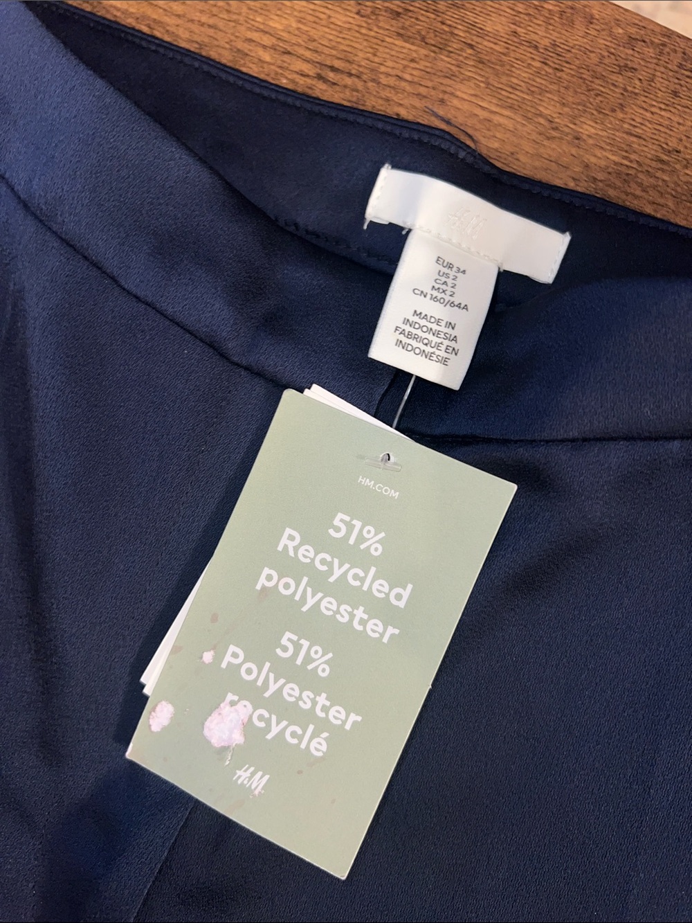 H&M Navy Satin Wide Leg Dress Pants - Picture 2 of 8